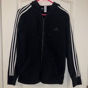 Adidas Medium Black Hoodie with White Stripes